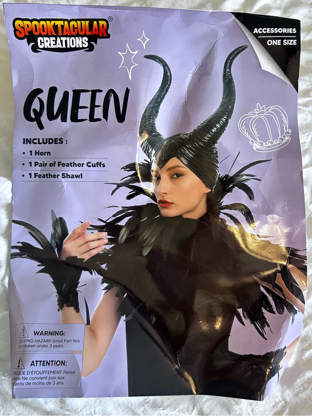Spooktacular Creations Women’s Evil Queen Horns & Feather Halloween Costume